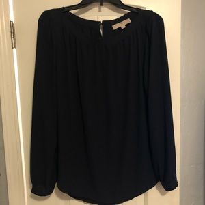 LOFT navy solid blouse size M